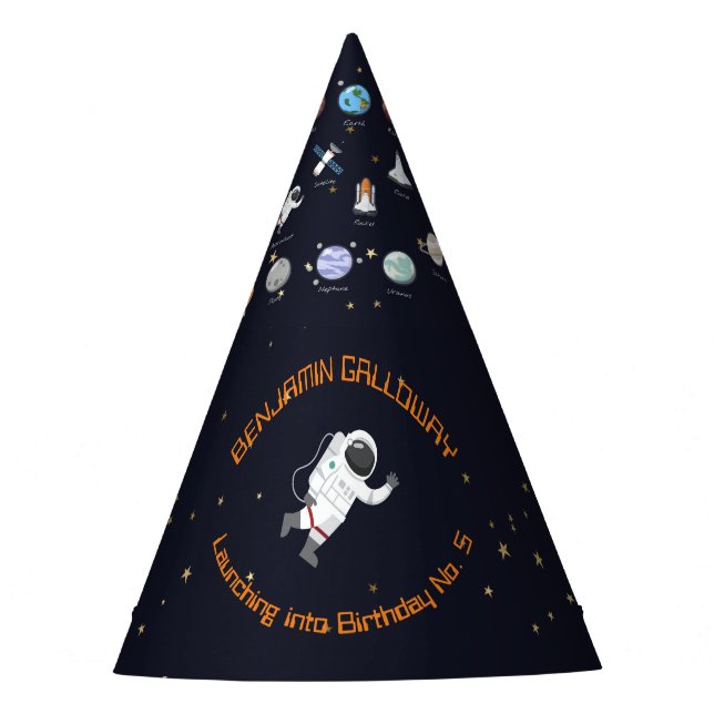 Chapeaux De Fètes Astronaut Moon Rocket Monogramme Système solaire p (Devant)