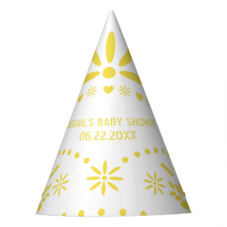 Chapeaux De Fètes Baby shower picado de papillon jaune et blanc