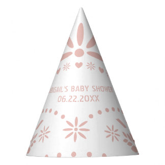 Chapeaux De Fètes baby shower picado rose or rose et blanc papillon