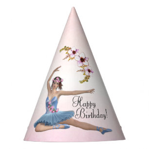 Chapeaux De Fètes Ballerina en bleu Joyeux anniversaire sur rose