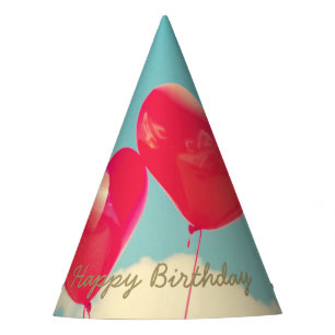 Chapeaux De Fètes Ballons de coeur d'anniversaire heureux