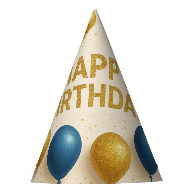 Chapeaux De Fètes Balloons élégants dorés et bleus pailletés pour an (Devant)