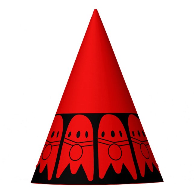 Chapeaux De Fètes Bateau à fusée rouge et noire Anniversaire (Devant)