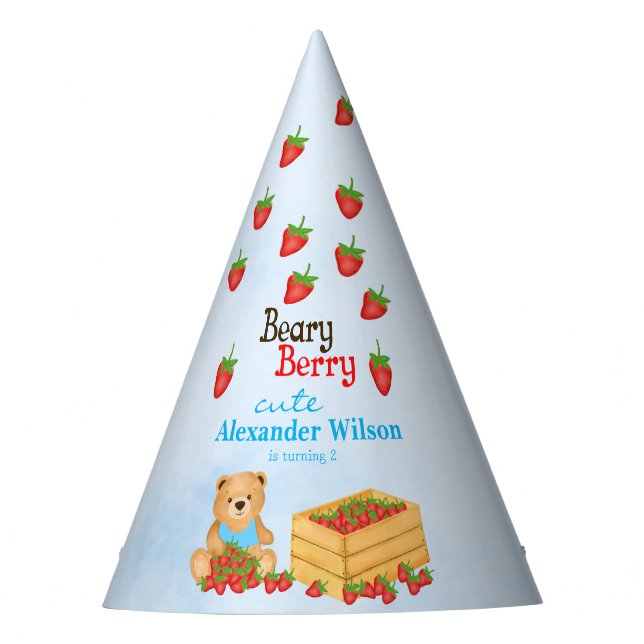 Chapeaux De Fètes Beary Berry Cute Cub Fraises Anniversaire (Devant)