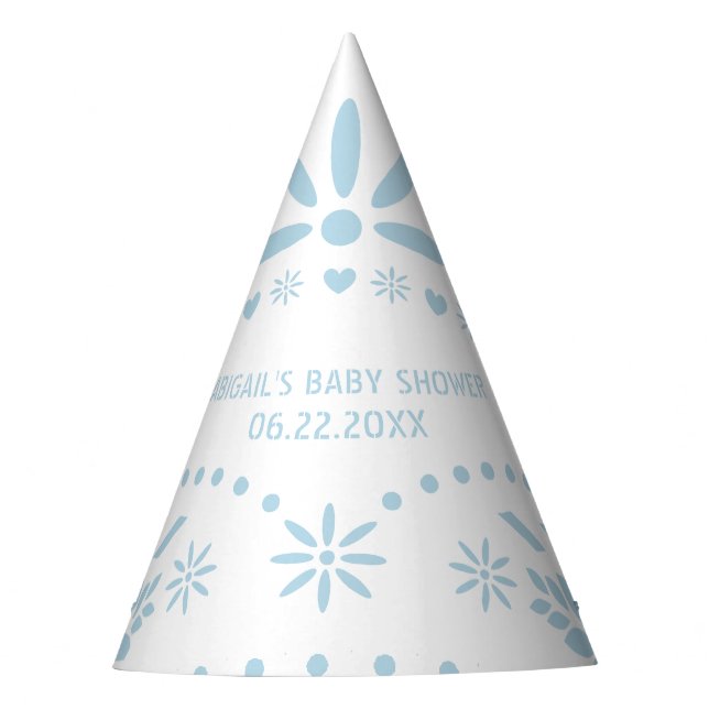 Chapeaux De Fètes Bébé bleu et blanc papel picado bébé garçon douche (Devant)