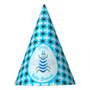 Chapeaux De Fètes Bébé Bleu mignon Bee Bee Baby shower personnalisé
