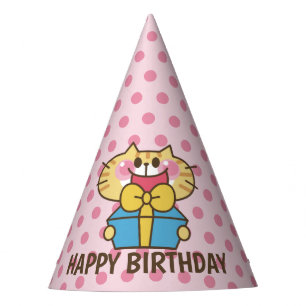 Chapeaux De Fètes Bébé Cartoon de chat mignonne Pois rose