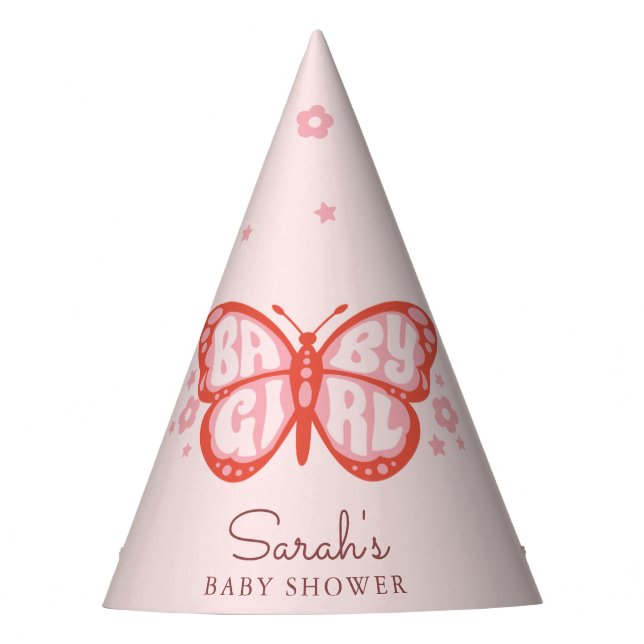 Chapeaux De Fètes Bébé Fille rose Papillon Bébé Douche cadeau (Devant)