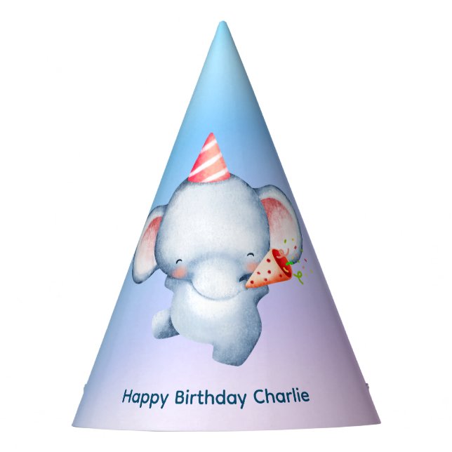 Chapeaux De Fètes Bébé mignon Eléphant soufflant confetti, Anniversa (Devant)