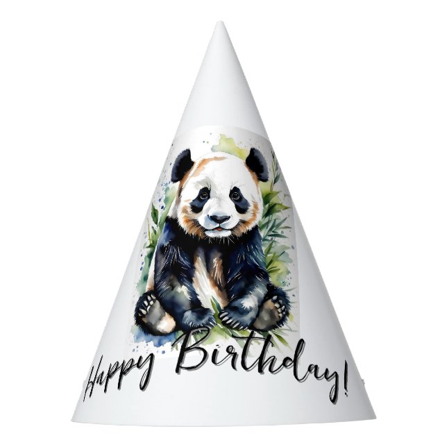 Chapeaux De Fètes Belle aquarelle Panda Bear Joyeux anniversaire (Devant)