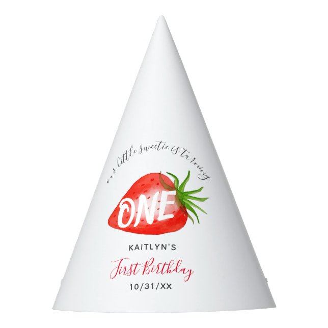 Chapeaux De Fètes Berry aux fraises sucrées Premier 1er anniversaire (Devant)