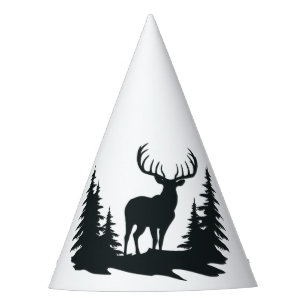 Chapeaux De Fètes Big Buck Parmi Pine Trees Vector