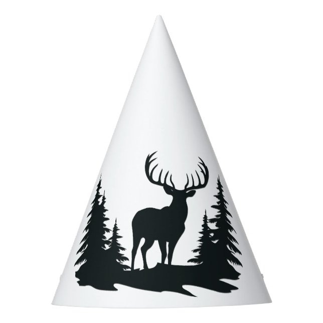 Chapeaux De Fètes Big Buck Parmi Pine Trees Vector (Devant)