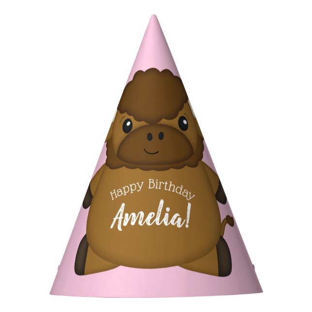 Chapeaux De Fètes Bison Buffalo fête d'anniversaire rose (Devant)