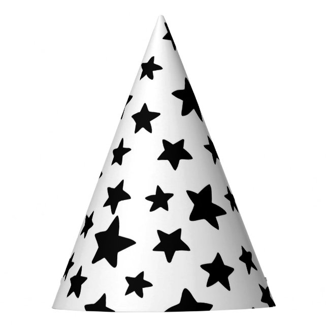 Chapeaux De Fètes Black and White Stars Doodles Motif Anniversaire (Devant)