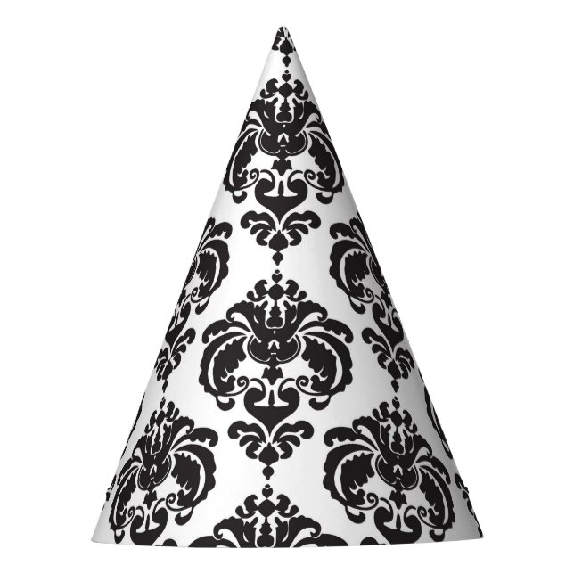 Chapeaux De Fètes Black White Damask Glamor Girl Birthday Party (Devant)