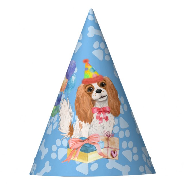 Chapeaux De Fètes Blenheim Cavalier King Charles Spaniel Anniversair (Devant)