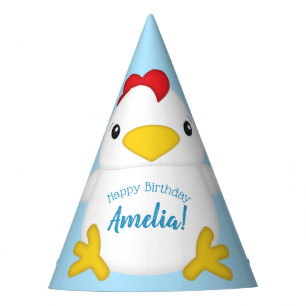 Chapeaux De Fètes Bleu de fête d'anniversaire de poulet