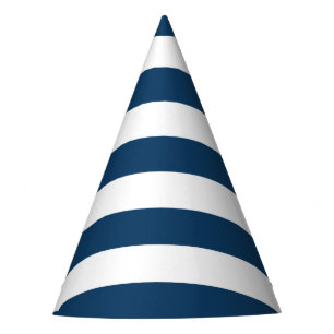 Chapeaux De Fètes Bleu de marine, Blancs, Motif rayé