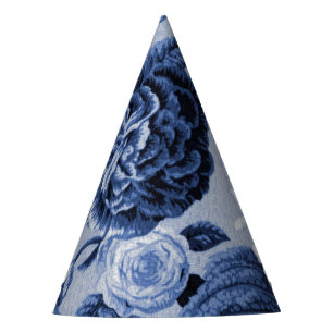 Chapeaux De Fètes Bleu d'indigo Toile floral vintage No.1