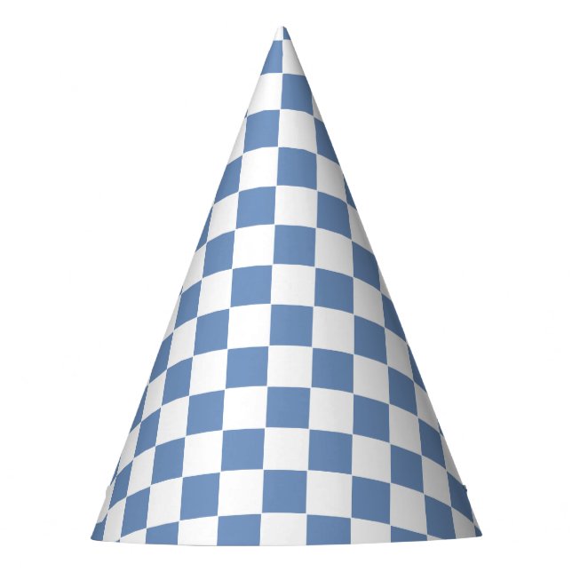 Chapeaux De Fètes Bleu/Gris et Blanc à Damier (Devant)