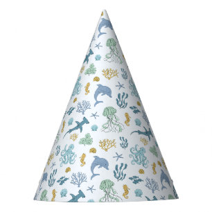 Chapeaux De Fètes Bleu Océan Animaux Anniversaire