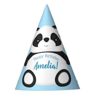Chapeaux De Fètes Bleu Panda Bear fête d'anniversaire