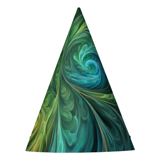 Chapeaux De Fètes Bleu vert AI Motif fractal (Devant)