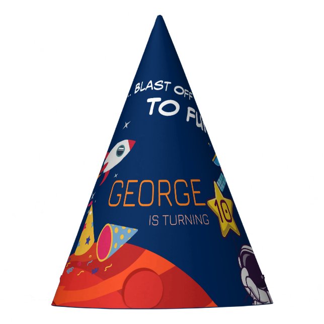 Chapeaux De Fètes Blue Cute Space Rocket Astronaut Kids Birthday (Devant)