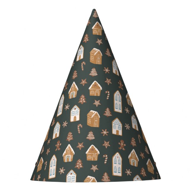 Chapeaux De Fètes Blue Gingerbread House Pattern Birthday (Devant)