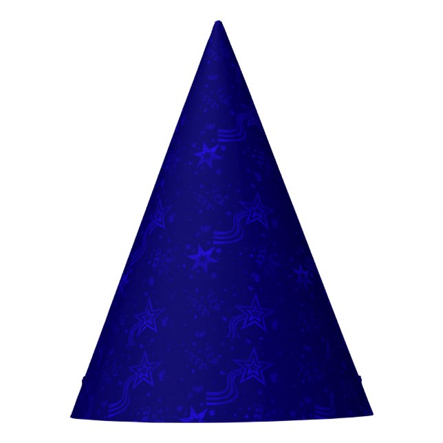 Chapeaux De Fètes Blue Metallic Stars-PAPIER CASQUETTES (Devant)