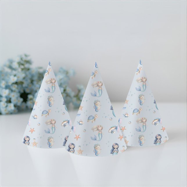 Chapeaux De Fètes Blue Under the Sea Mermaid Birthday (Créateur téléchargé)