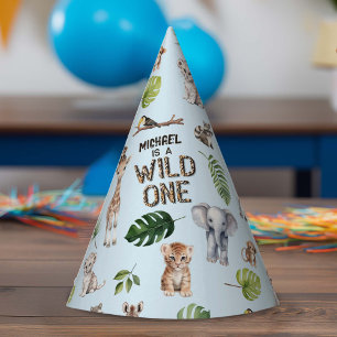 Chapeaux De Fètes Blue Wild One, Safari Theme Baby Boy 1er