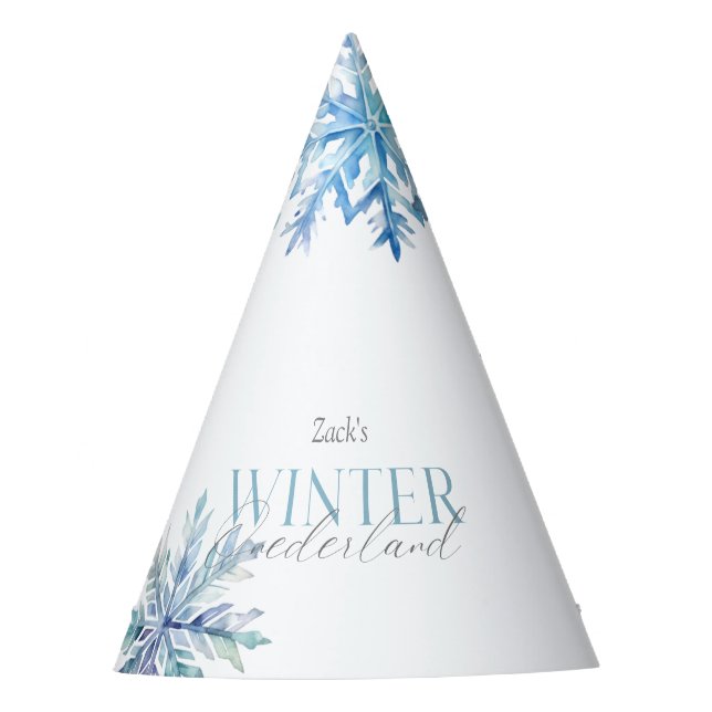 Chapeaux De Fètes Blue Winter Wonderland Snowflake First Birthday  (Devant)