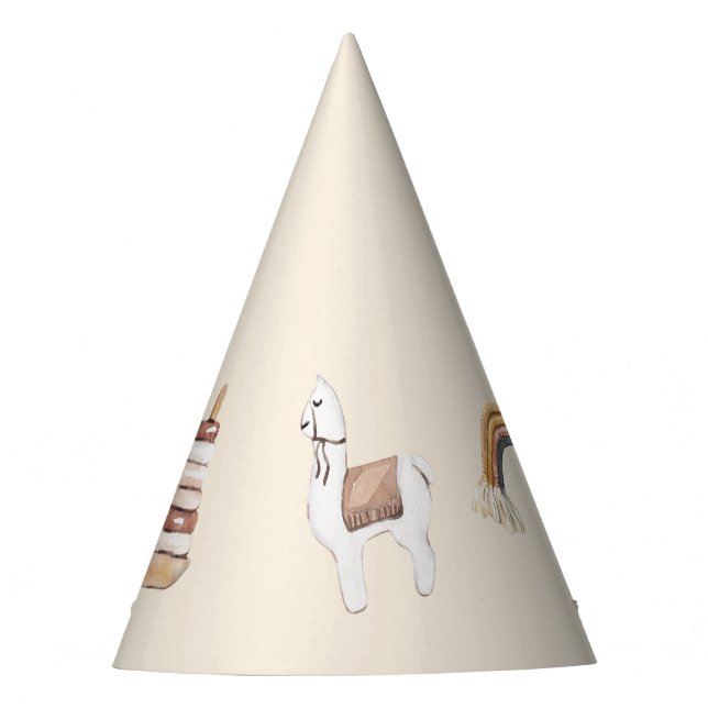 Chapeaux De Fètes Boho Baby Aquarelle Rainbow Lama Casquette (Devant)