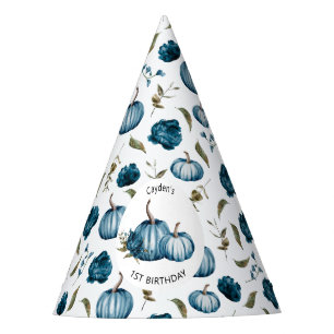 Chapeaux De Fètes Boho Fall Citrouille Floral Blue Anniversaire