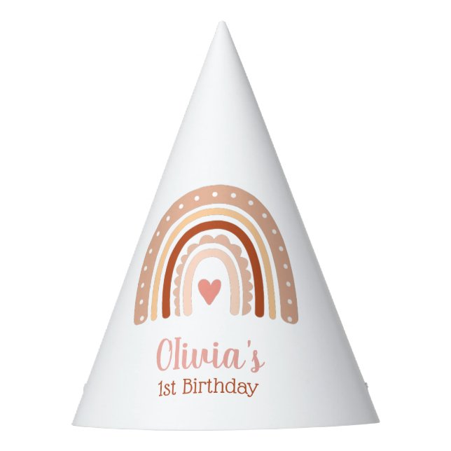 Chapeaux De Fètes Boho Tone Terre Rainbow Girls Premier anniversaire (Devant)