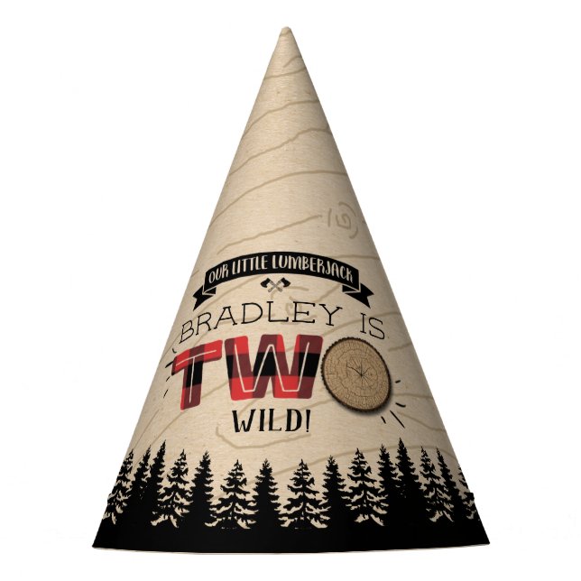 Chapeaux De Fètes Bois de bûcheron à plaies rustiques 2e anniversair (Devant)