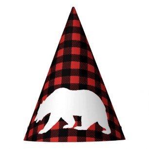 Chapeaux De Fètes Bois de Lumberjack rustique Plaid & Ours blanc
