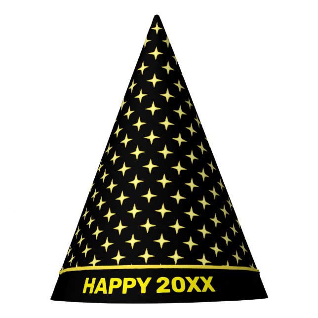 Chapeaux De Fètes Bonne année et étoiles jaunes sur le Casquette de  (Devant)