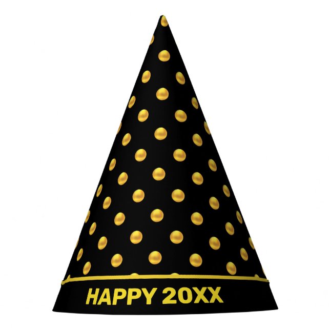Chapeaux De Fètes Bonne Année & Points Dorés sur Fond Noir (Devant)