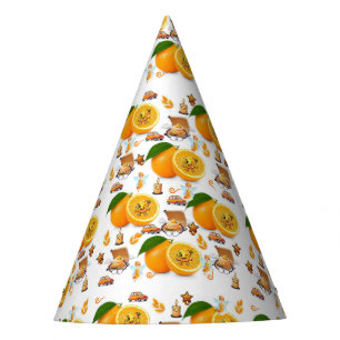 Chapeaux De Fètes Bougies oranges gâteau joyeux anniversaire papier
