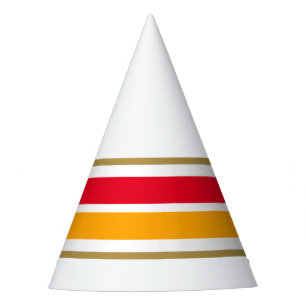 Chapeaux De Fètes Bright Red Yellow Orange Racing Stripes Sur Blanc