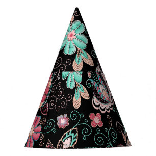 Chapeaux De Fètes Broderie florale vintage Motif foncé
