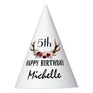 Chapeaux De Fètes Burgundy Marsala Floral Antlers 5e anniversaire