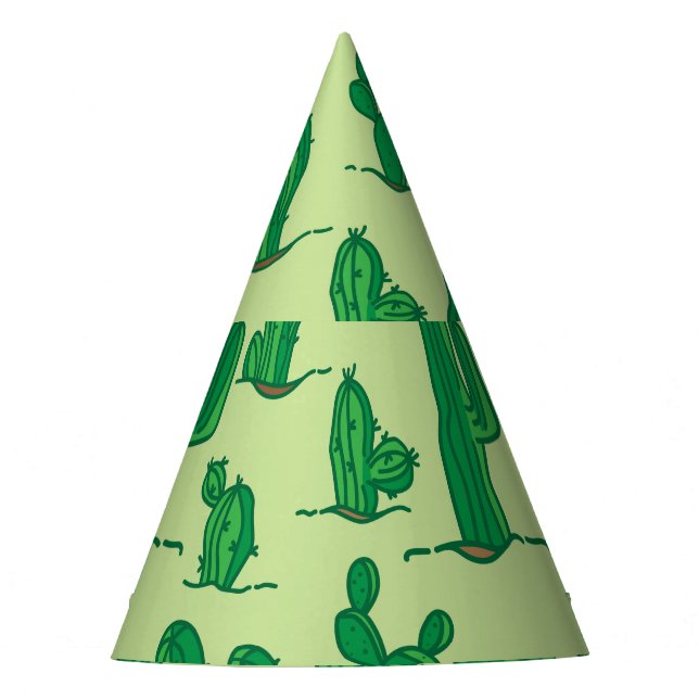 Chapeaux De Fètes Cactus dessinés à la main : motif sans soudure. (Devant)