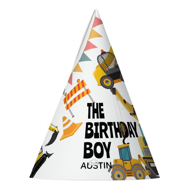 Chapeaux De Fètes Camions de Construction | Fête d'anniversaire pour (Gauche)