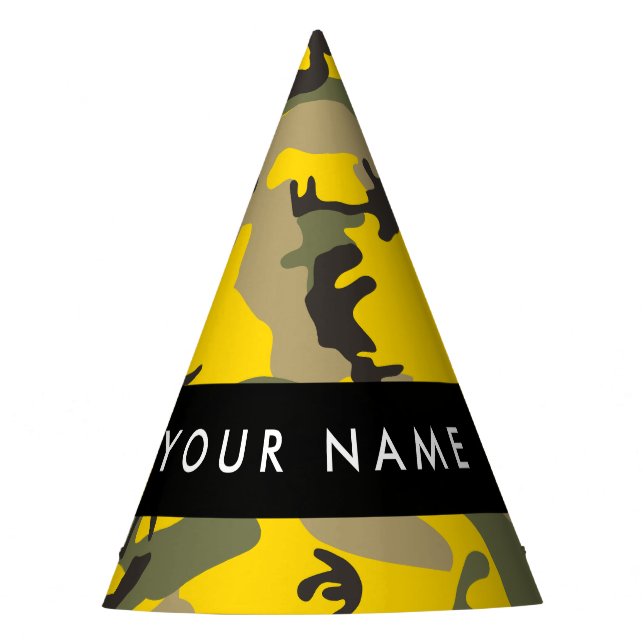 Chapeaux De Fètes Camouflage jaune et vert Votre nom Personnalisez (Devant)