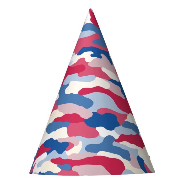 Chapeaux De Fètes Camouflage rouge blanc et bleu (Devant)