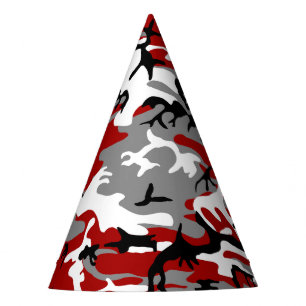 Chapeaux De Fètes Camouflage rouge et gris, Militaire, Armée